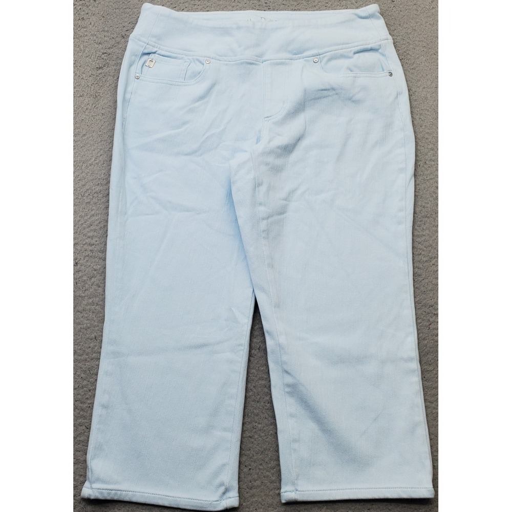 Belle By Kim Gravel Capri Pants Womens 14 Blue Stretch Elastic Waist Pull-On